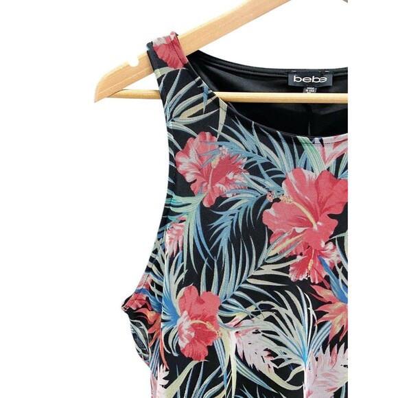 Bebe Bright Tropical Hawaiian Maxi Resort Dress Sleeveless Lined Women’s XL USA - Picture 2 of 11
